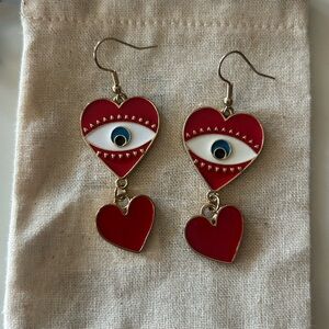 Heart Eye Drop Earrings